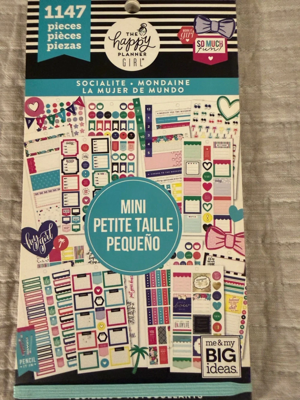 Happy Planner Socialite Mini Planner Sticker Book - Teal, Pink & Navy Accents